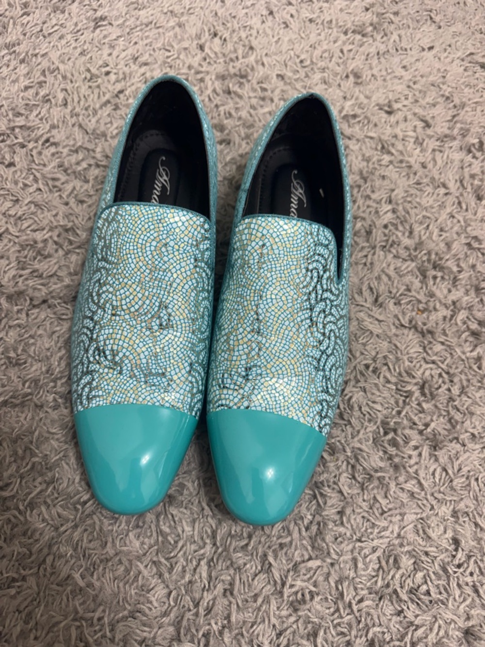 Amalfi Teal Mosaic Cap-Toe Slip-On Loafers